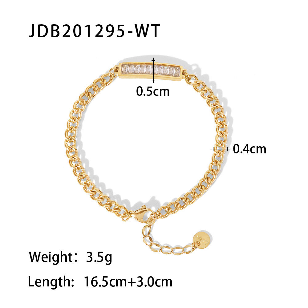 5 pcs Women's New Titanium Steel Bracelet 18K Gold Stainless Steel Inlaid Zircon Hand Decoration Fashion Bracelet Jewelry