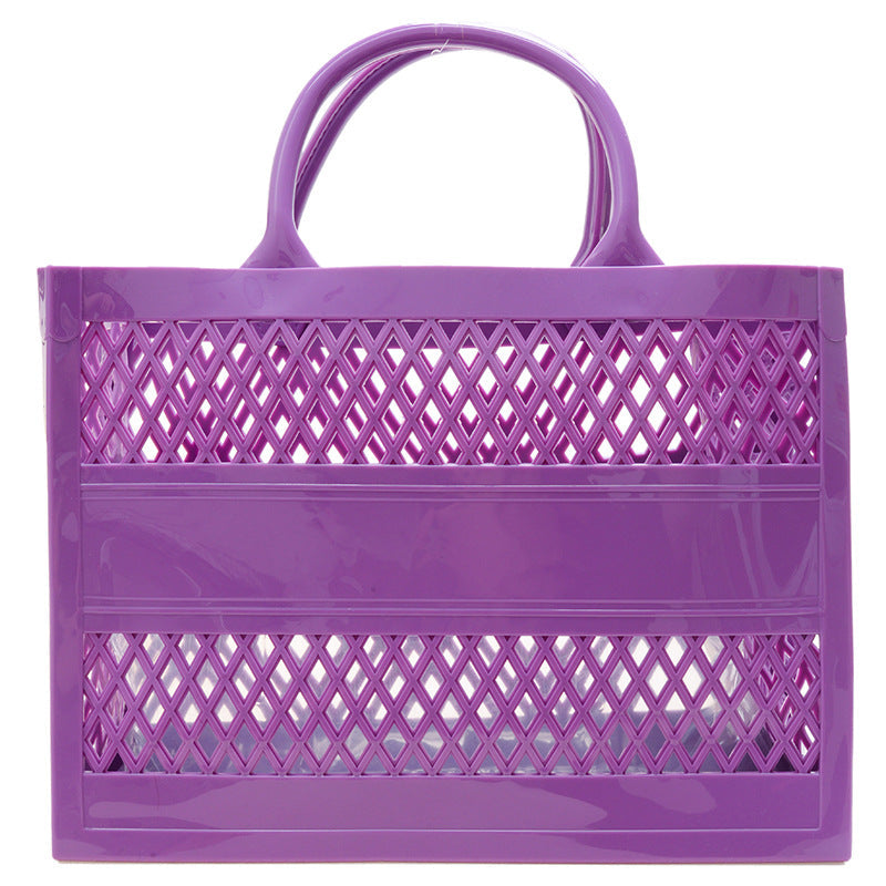 Summer New Shopping Basket Jelly Bag Large Capacity Basket Storage Basket Candy-Colored Hollowed Out Beach Bag