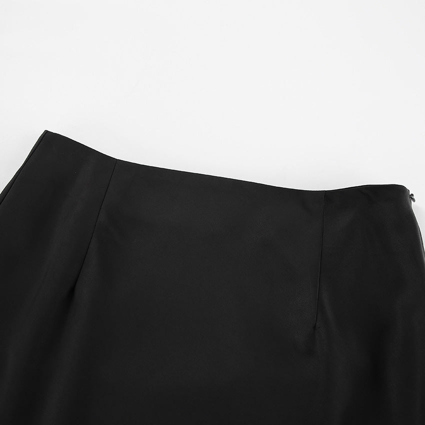 Autumn Women's Imitation Acetate Butyl Black Skirt Women's Commuter Satin Drop Fishtail Skirt