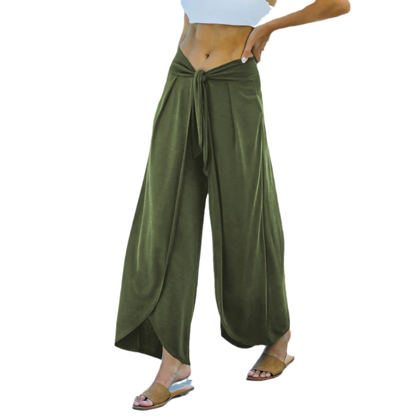 Casual Pants Women's Slacks Hang Wide Leg Pants Loose Lacing Temperament Commute