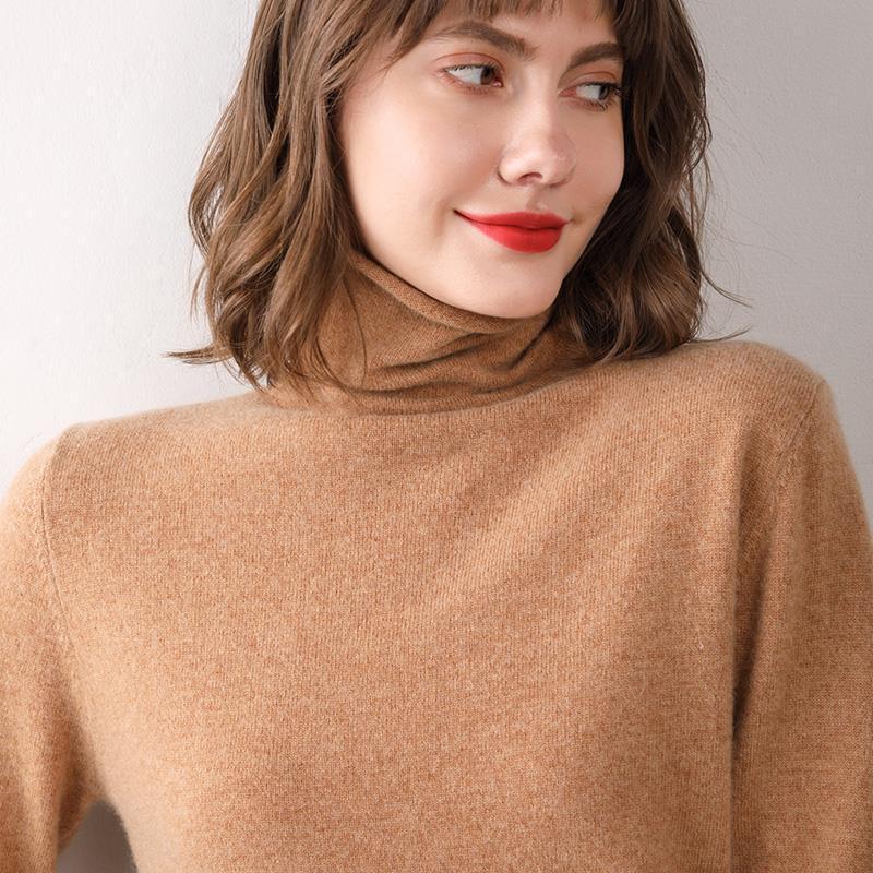 Women's 100 Pure Wool Autumn/Winter Turtleneck With A Thin Knit Bottom Cashmere Sweater