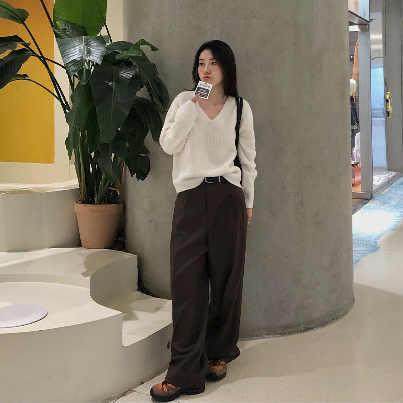 Temperament Commuter Straight Leg Loose Suit Pants Women's New Autumn High-Waist-Hanging Slim Pants