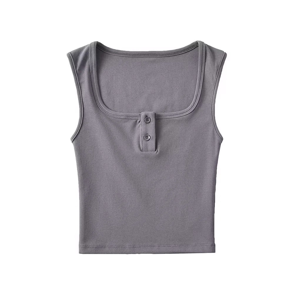 Square Collar Vest Female Summer Stretch Slimming Sleeveless T Vest Top