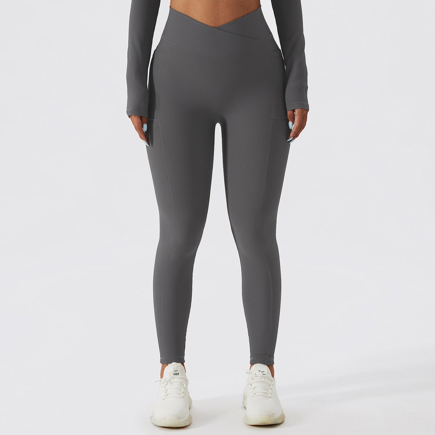 Winter Yoga Pants Thread Pocket High Waist Fitness Pants Tight Peach Hip Lift Running Pants Women