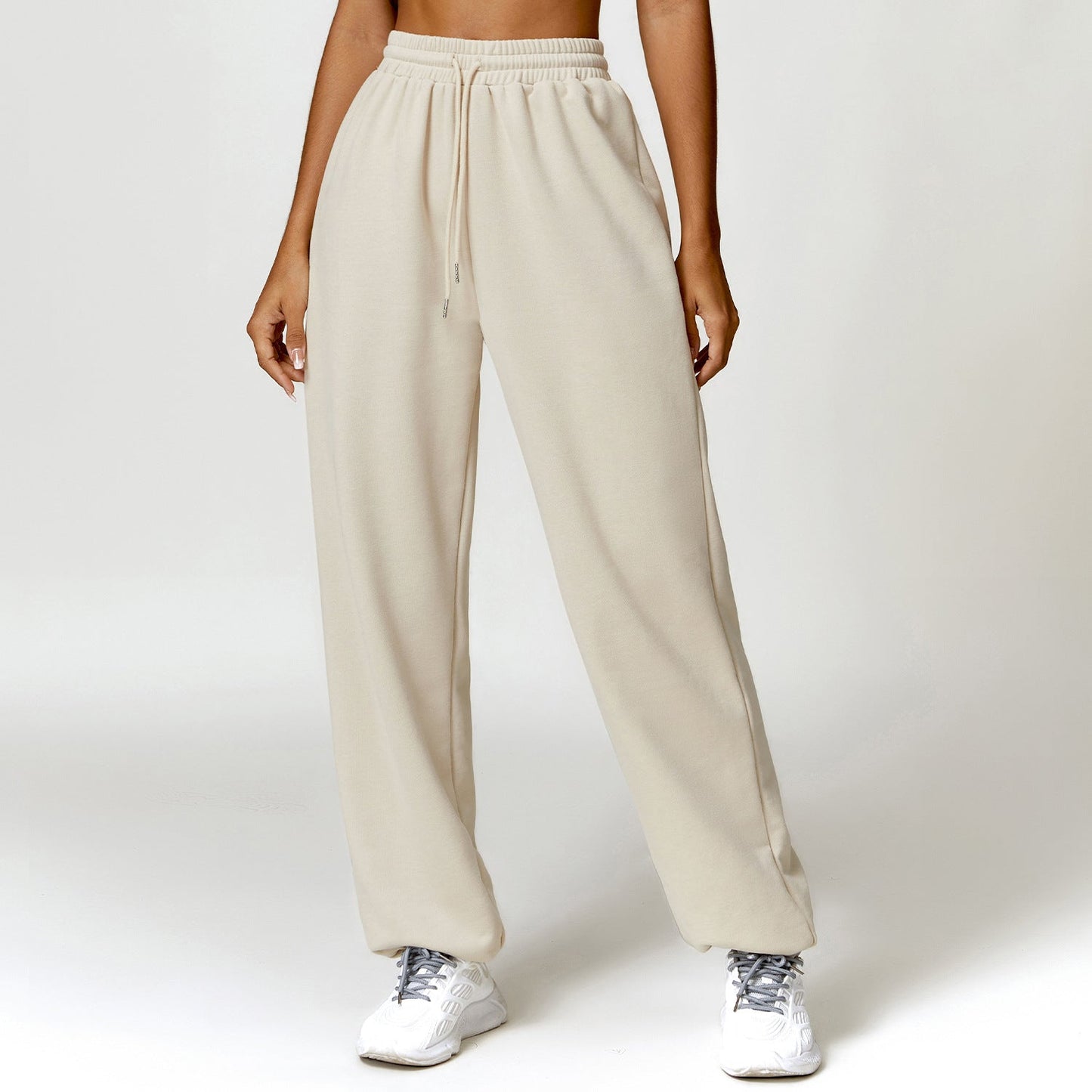 Spring High Waist Girded Feet Sports Sweatpants Loose Straight Leg Casual Pants Wearing All Matching Sweatpants