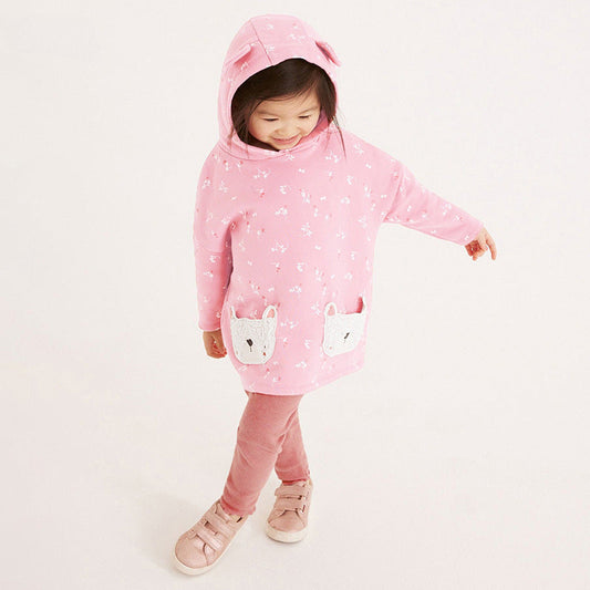 Autumn New Girls' Hoodie Long Sleeve Pure Cotton Children's Suit Pants Solid Color Trouser Suit