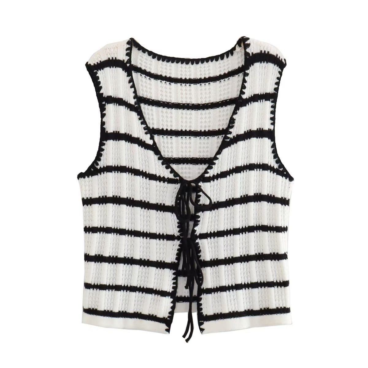 Casual Suit Knitted Lace-Up Cardigan Vest Top + Casual Pants Two Sets of Women's Pants