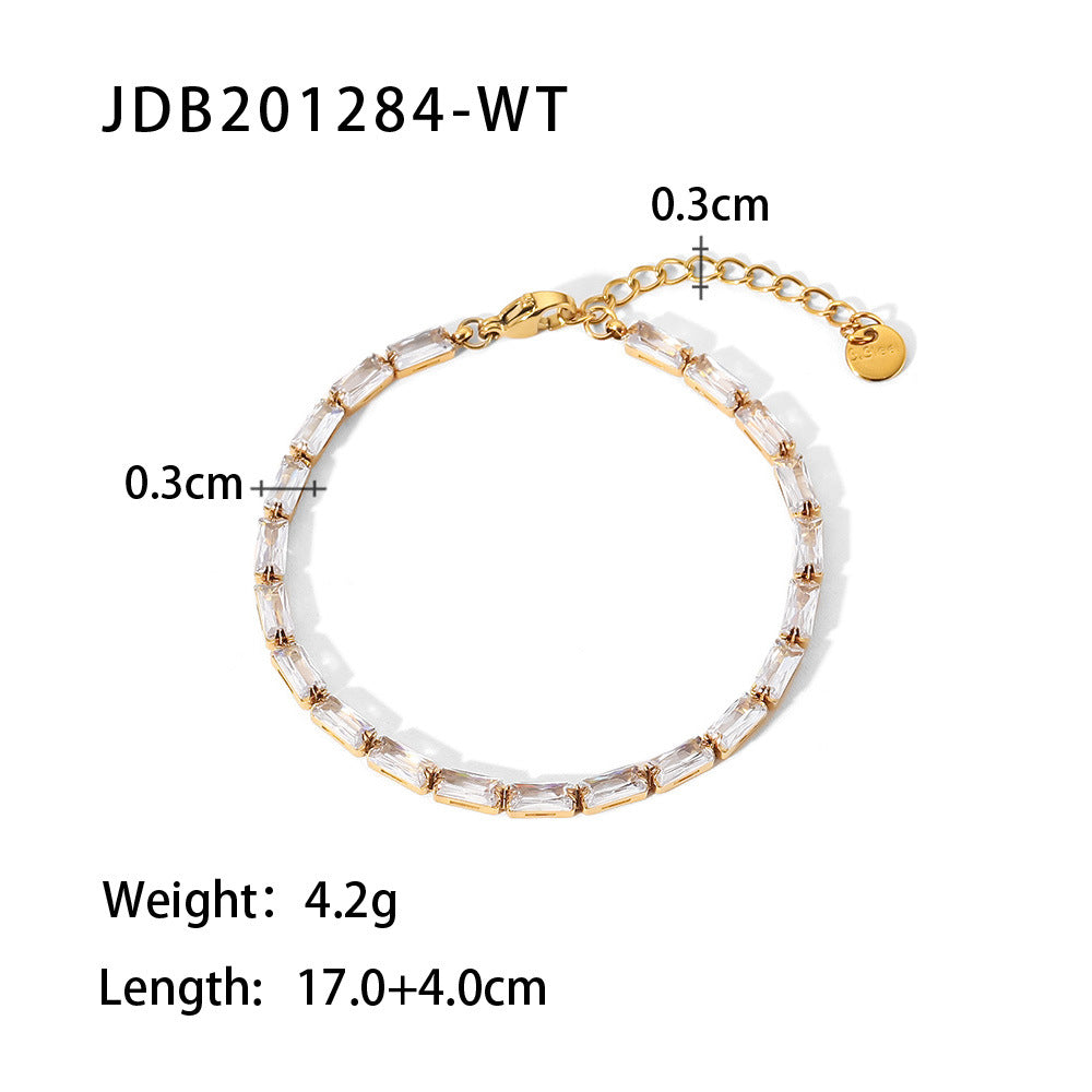 5 pcs Women's New Titanium Steel Bracelet 18K Gold Stainless Steel Inlaid Zircon Hand Decoration Fashion Bracelet Jewelry