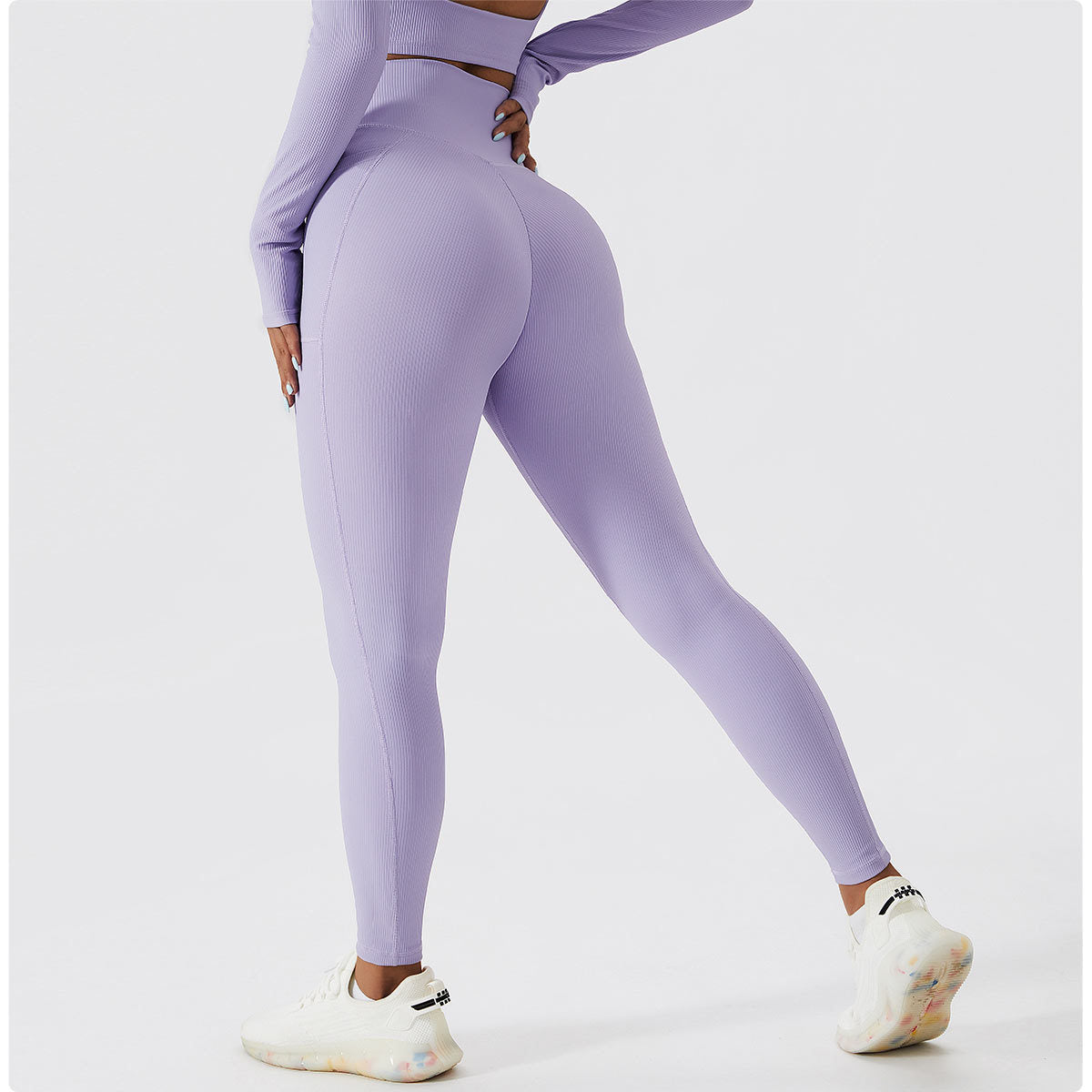 Winter Yoga Pants Thread Pocket High Waist Fitness Pants Tight Peach Hip Lift Running Pants Women