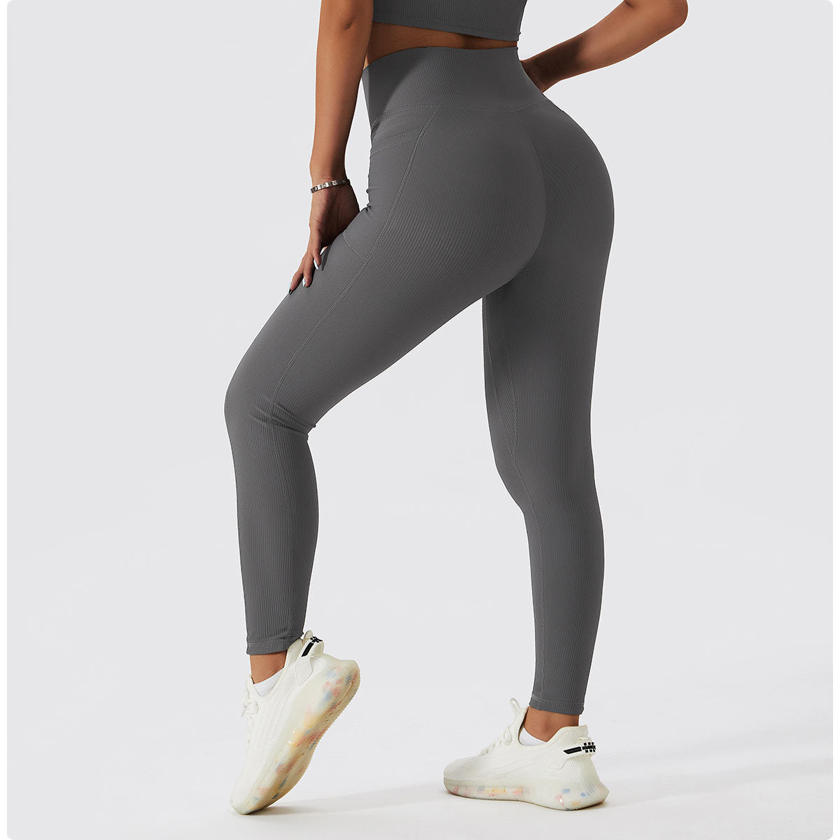 Winter Yoga Pants Thread Pocket High Waist Fitness Pants Tight Peach Hip Lift Running Pants Women