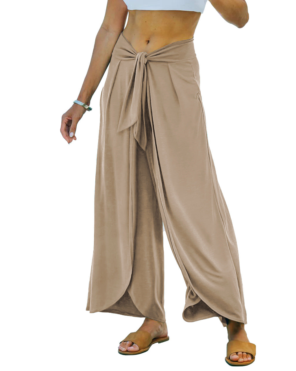 Casual Pants Women's Slacks Hang Wide Leg Pants Loose Lacing Temperament Commute