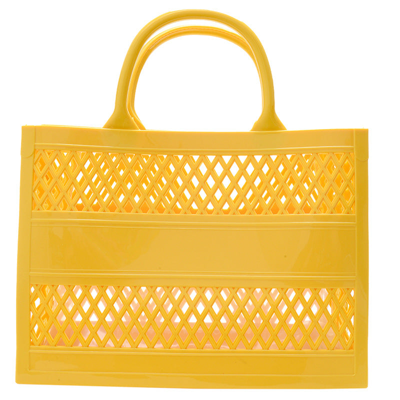 Summer New Shopping Basket Jelly Bag Large Capacity Basket Storage Basket Candy-Colored Hollowed Out Beach Bag