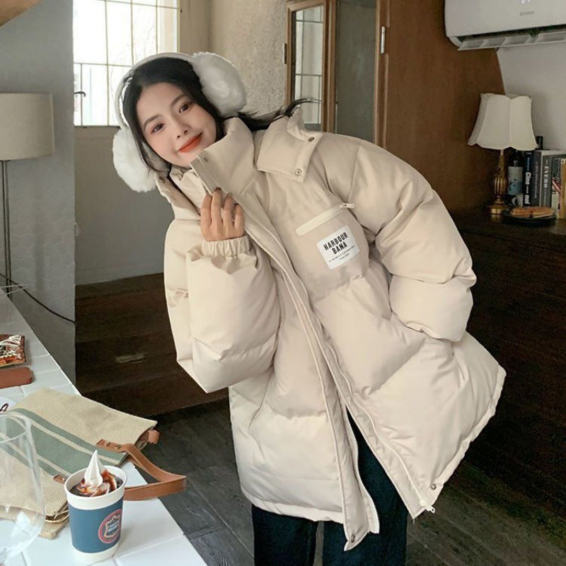 Hooded Thick Bread Coat Cotton-Padded Women's Winter New Students Relaxed Casual Cotton-Padded Jacket Down Cotton-Padded Jacket