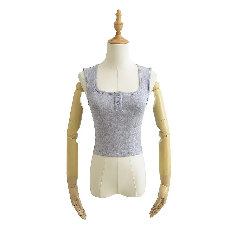 Square Collar Vest Female Summer Stretch Slimming Sleeveless T Vest Top