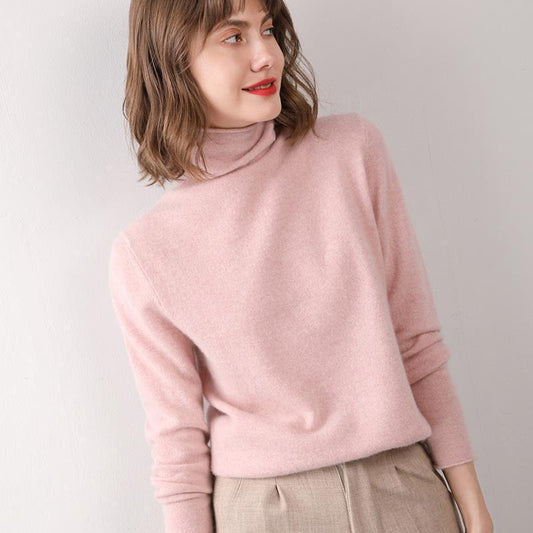 Women's 100 Pure Wool Autumn/Winter Turtleneck With A Thin Knit Bottom Cashmere Sweater