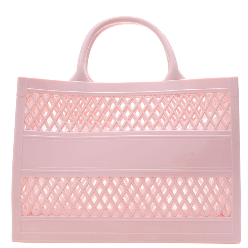 Summer New Shopping Basket Jelly Bag Large Capacity Basket Storage Basket Candy-Colored Hollowed Out Beach Bag