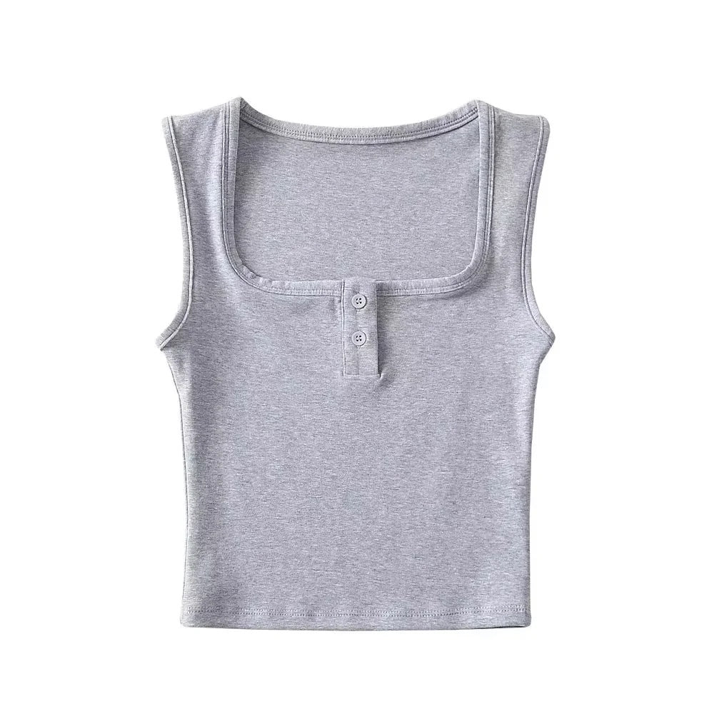 Square Collar Vest Female Summer Stretch Slimming Sleeveless T Vest Top