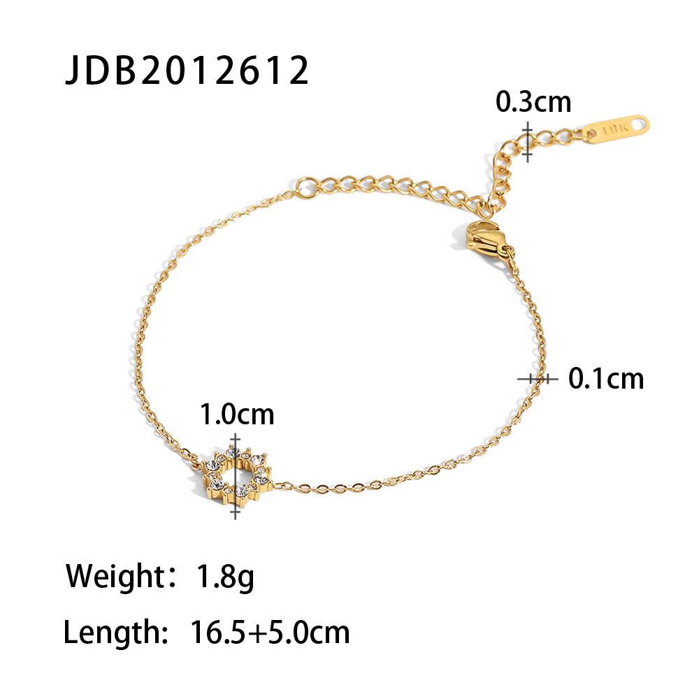 5 pcs Women's New Titanium Steel Bracelet 18K Gold Stainless Steel Inlaid Zircon Hand Decoration Fashion Bracelet Jewelry