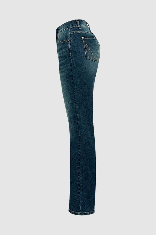 Embroidery High Rise Bootcut Jeans Without Belt