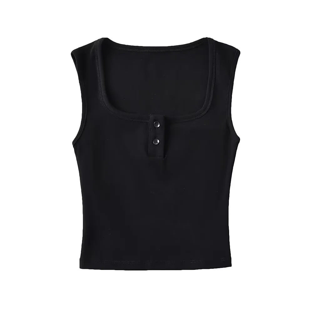 Square Collar Vest Female Summer Stretch Slimming Sleeveless T Vest Top