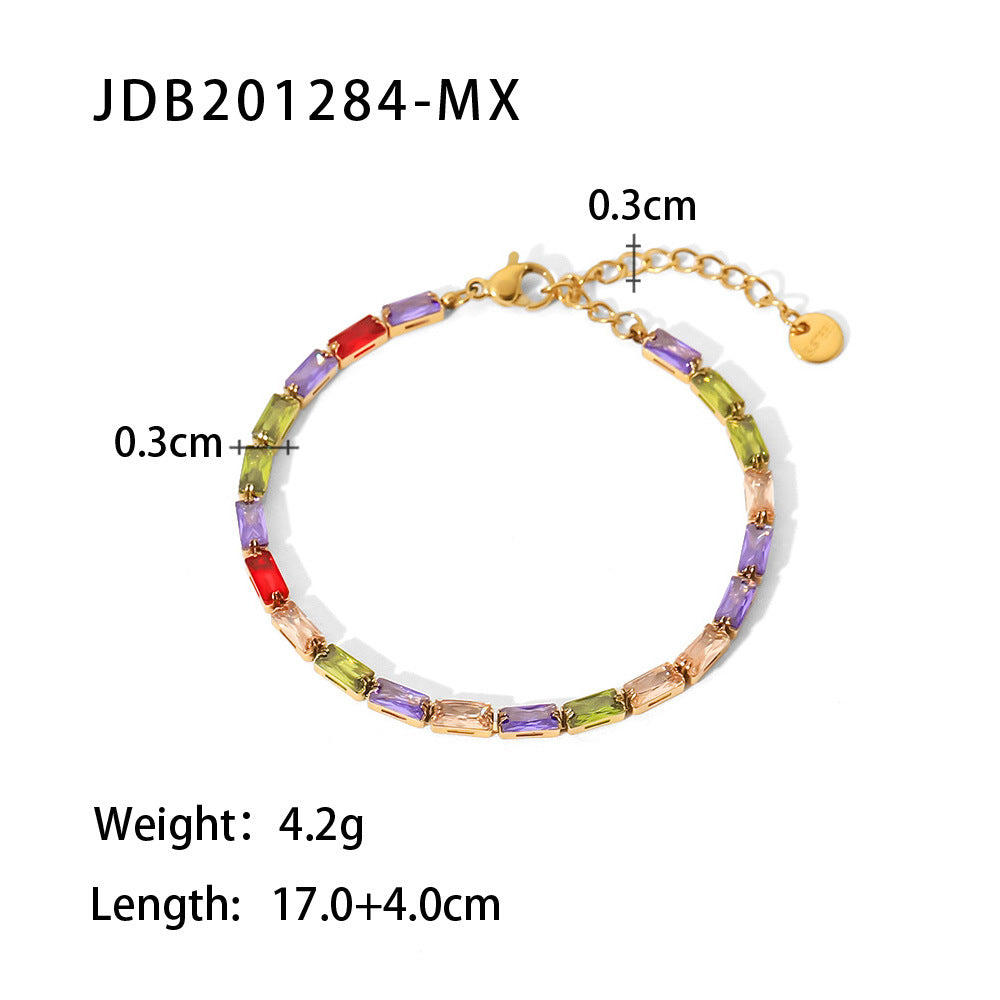 5 pcs Women's New Titanium Steel Bracelet 18K Gold Stainless Steel Inlaid Zircon Hand Decoration Fashion Bracelet Jewelry