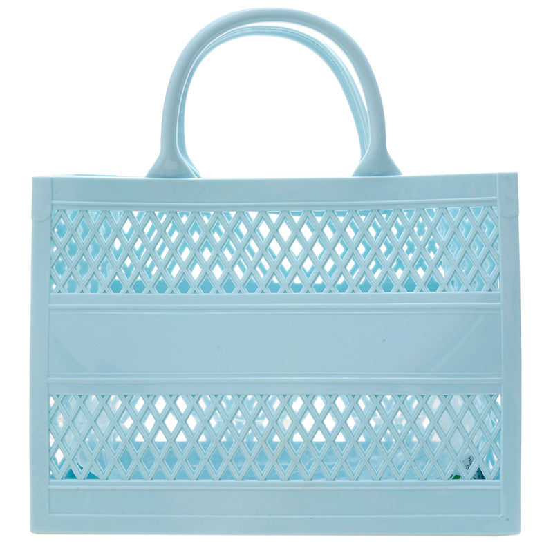 Summer New Shopping Basket Jelly Bag Large Capacity Basket Storage Basket Candy-Colored Hollowed Out Beach Bag