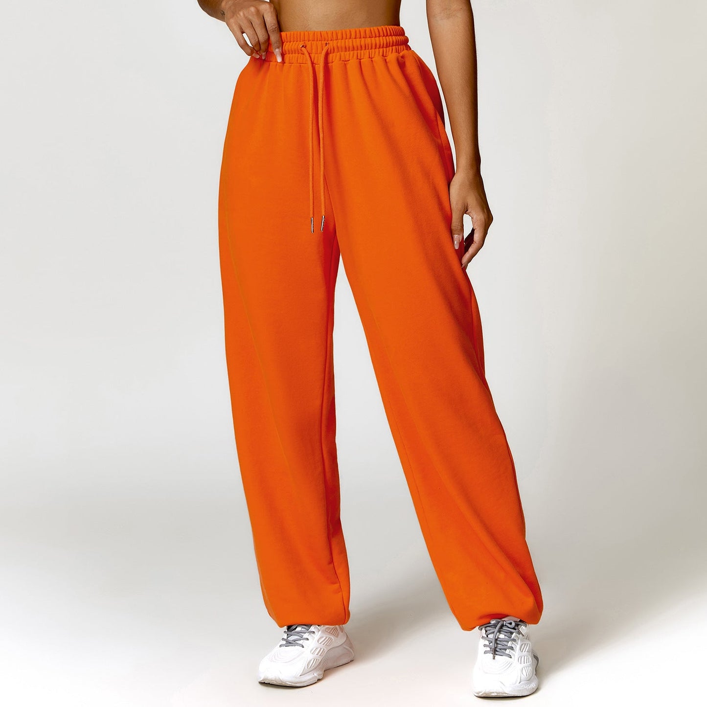 Spring High Waist Girded Feet Sports Sweatpants Loose Straight Leg Casual Pants Wearing All Matching Sweatpants