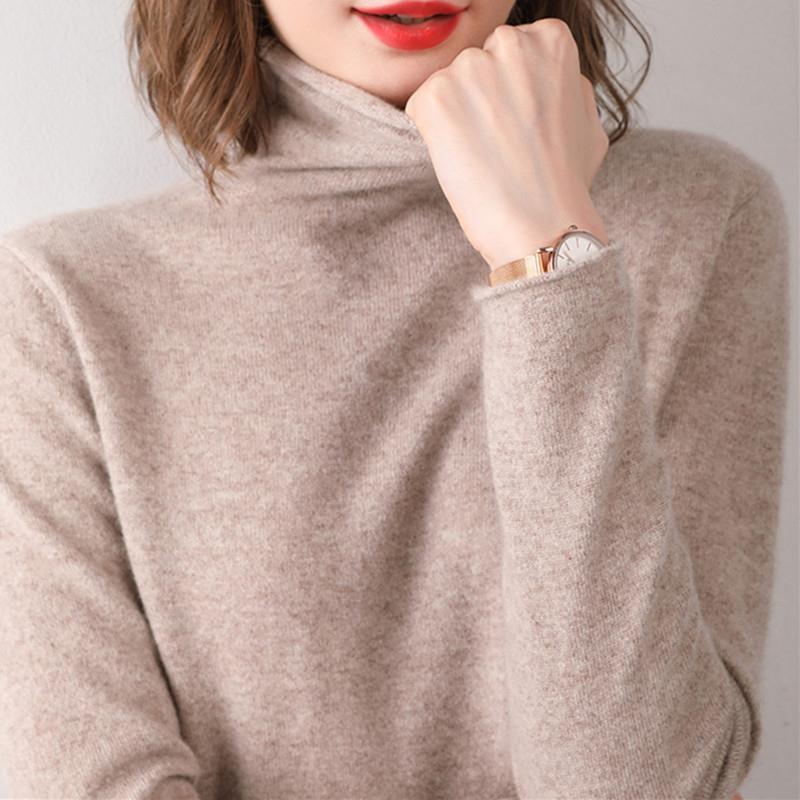 Women's 100 Pure Wool Autumn/Winter Turtleneck With A Thin Knit Bottom Cashmere Sweater