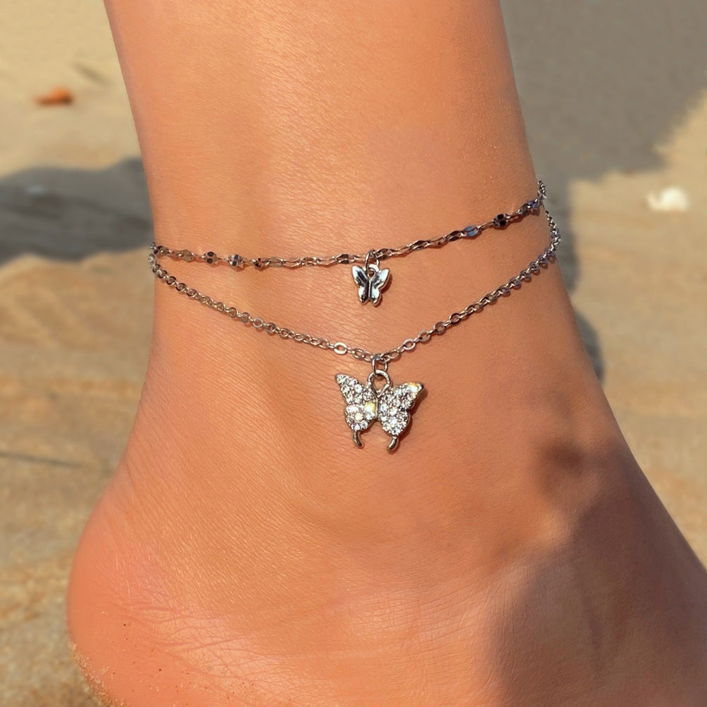 5 pcs New Love Cross Anklet Set Female Niche Fashion Light Luxury High Sense Anklet